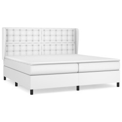 vidaXL Boxspringbett mit Matratze Weiß 200x200 cm Kunstleder