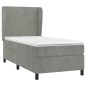 vidaXL Boxspringbett mit Matratze Hellgrau 100x200 cm Samt vidaXL Boxspringbett mit Matratze Hellgrau 100x200 cm Samt