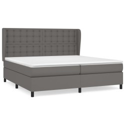 vidaXL Boxspringbett mit Matratze Grau 200x200 cm Kunstleder