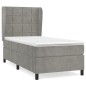 vidaXL Boxspringbett mit Matratze Hellgrau 100x200 cm Samt vidaXL Boxspringbett mit Matratze Hellgrau 100x200 cm Samt