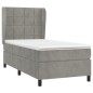 vidaXL Boxspringbett mit Matratze Hellgrau 100x200 cm Samt vidaXL Boxspringbett mit Matratze Hellgrau 100x200 cm Samt