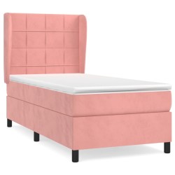 vidaXL Boxspringbett mit Matratze Rosa 90x200 cm Samt