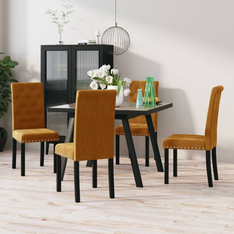 Esszimmerstühle 4 Stk. Braun Samt Esszimmerstühle 4 Stk. Braun Samt