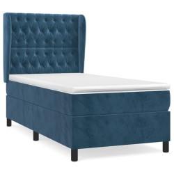 vidaXL Boxspringbett mit Matratze Dunkelblau 80x200 cm Samt