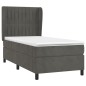 vidaXL Boxspringbett mit Matratze Dunkelgrau 100x200 cm Samt vidaXL Boxspringbett mit Matratze Dunkelgrau 100x200 cm Samt