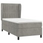 vidaXL Boxspringbett mit Matratze Hellgrau 90x190 cm Samt vidaXL Boxspringbett mit Matratze Hellgrau 90x190 cm Samt