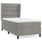 vidaXL Boxspringbett mit Matratze Hellgrau 90x190 cm Samt vidaXL Boxspringbett mit Matratze Hellgrau 90x190 cm Samt