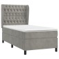vidaXL Boxspringbett mit Matratze Hellgrau 90x190 cm Samt vidaXL Boxspringbett mit Matratze Hellgrau 90x190 cm Samt