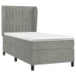 vidaXL Boxspringbett mit Matratze Hellgrau 80x200 cm Samt vidaXL Boxspringbett mit Matratze Hellgrau 80x200 cm Samt