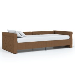 Tagesbett USB Braun Stoff 90x200 cm