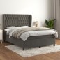 vidaXL Boxspringbett mit Matratze Dunkelgrau 140x190 cm Samt vidaXL Boxspringbett mit Matratze Dunkelgrau 140x190 cm Samt