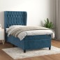 vidaXL Boxspringbett mit Matratze Dunkelblau 100x200 cm Samt vidaXL Boxspringbett mit Matratze Dunkelblau 100x200 cm Samt