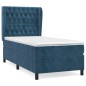 vidaXL Boxspringbett mit Matratze Dunkelblau 100x200 cm Samt vidaXL Boxspringbett mit Matratze Dunkelblau 100x200 cm Samt