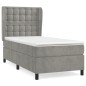 vidaXL Boxspringbett mit Matratze Hellgrau 100x200 cm Samt vidaXL Boxspringbett mit Matratze Hellgrau 100x200 cm Samt