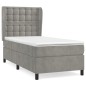 vidaXL Boxspringbett mit Matratze Hellgrau 80x200 cm Samt vidaXL Boxspringbett mit Matratze Hellgrau 80x200 cm Samt