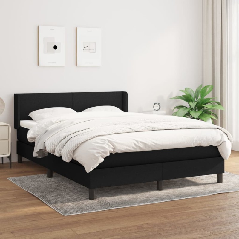 vidaXL Boxspringbett mit Matratze Schwarz 140x200 cm Stoff vidaXL Boxspringbett mit Matratze Schwarz 140x200 cm Stoff
