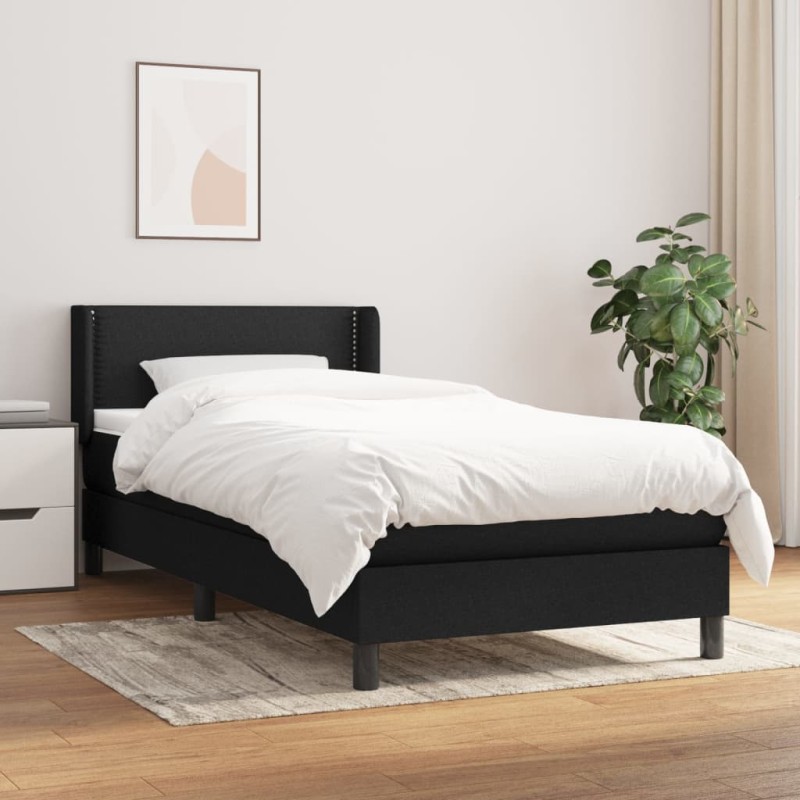 vidaXL Boxspringbett mit Matratze Schwarz 100x200 cm Stoff vidaXL Boxspringbett mit Matratze Schwarz 100x200 cm Stoff