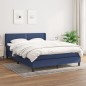 vidaXL Boxspringbett mit Matratze Blau 140x200 cm Stoff vidaXL Boxspringbett mit Matratze Blau 140x200 cm Stoff