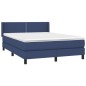 vidaXL Boxspringbett mit Matratze Blau 140x200 cm Stoff vidaXL Boxspringbett mit Matratze Blau 140x200 cm Stoff