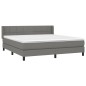vidaXL Boxspringbett mit Matratze Dunkelgrau 160x200 cm Stoff vidaXL Boxspringbett mit Matratze Dunkelgrau 160x200 cm Stoff