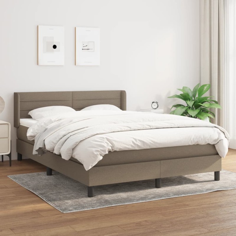 vidaXL Boxspringbett mit Matratze Taupe 140x190 cm Stoff vidaXL Boxspringbett mit Matratze Taupe 140x190 cm Stoff