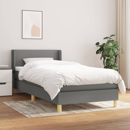 vidaXL Boxspringbett mit Matratze Dunkelgrau 80x200 cm Stoff