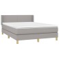 vidaXL Boxspringbett mit Matratze Hellgrau 140x190 cm Stoff vidaXL Boxspringbett mit Matratze Hellgrau 140x190 cm Stoff