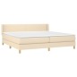 vidaXL Boxspringbett mit Matratze Creme 200x200 cm Stoff vidaXL Boxspringbett mit Matratze Creme 200x200 cm Stoff