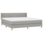 vidaXL Boxspringbett mit Matratze Hellgrau 160x200 cm Stoff vidaXL Boxspringbett mit Matratze Hellgrau 160x200 cm Stoff