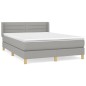 vidaXL Boxspringbett mit Matratze Hellgrau 140x190 cm Stoff vidaXL Boxspringbett mit Matratze Hellgrau 140x190 cm Stoff