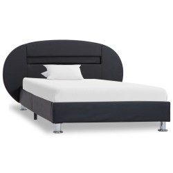 vidaXL Bettgestell mit LED Schwarz Kunstleder 90x200 cm