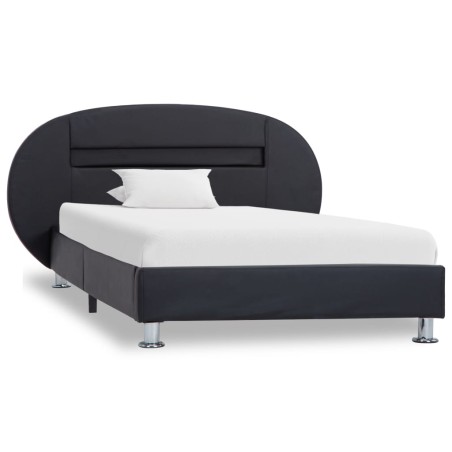 vidaXL Bettgestell mit LED Schwarz Kunstleder 90x200 cm