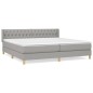 vidaXL Boxspringbett mit Matratze Hellgrau 200x200 cm Stoff vidaXL Boxspringbett mit Matratze Hellgrau 200x200 cm Stoff