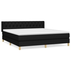 vidaXL Boxspringbett mit Matratze Schwarz 160x200 cm Stoff