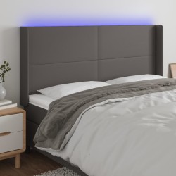 vidaXL LED Kopfteil Grau 183x16x118/128 cm Kunstleder