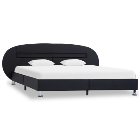 Bettgestell mit LED Schwarz Kunstleder 120x200 cm