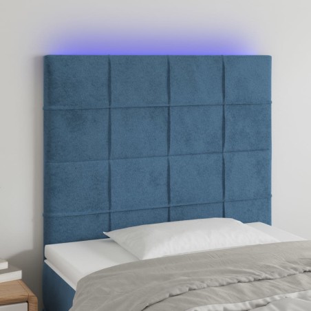 vidaXL LED Kopfteil Dunkelblau 90x5x118/128 cm Samt