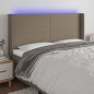 vidaXL LED Kopfteil Taupe 183x16x118/128 cm Stoff