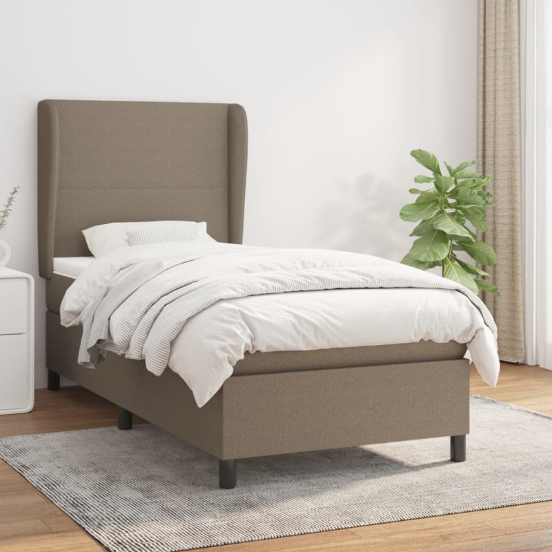 vidaXL Boxspringbett mit Matratze Taupe 90x190 cm Stoff vidaXL Boxspringbett mit Matratze Taupe 90x190 cm Stoff