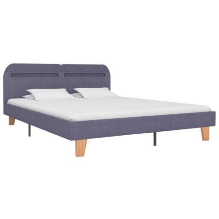 Bettgestell mit LED Hellgrau Stoff 180x200 cm