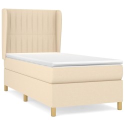 vidaXL Boxspringbett mit Matratze Creme 90x200 cm Stoff
