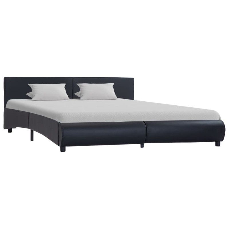 Bettgestell Schwarz Kunstleder 180 x 200 cm Bettgestell Schwarz Kunstleder 180 x 200 cm