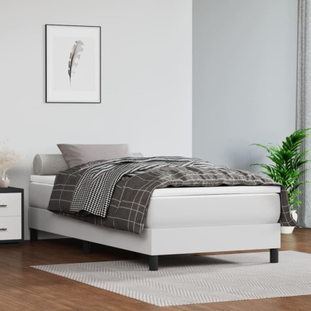 vidaXL Taschenfederkernmatratze Weiß 100x200x20 cm Kunstleder