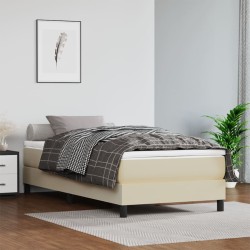 vidaXL Taschenfederkernmatratze Creme 100x200x20 cm Kunstleder