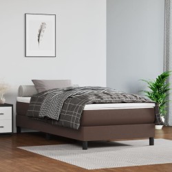 vidaXL Taschenfederkernmatratze Braun 100x200x20 cm Kunstleder