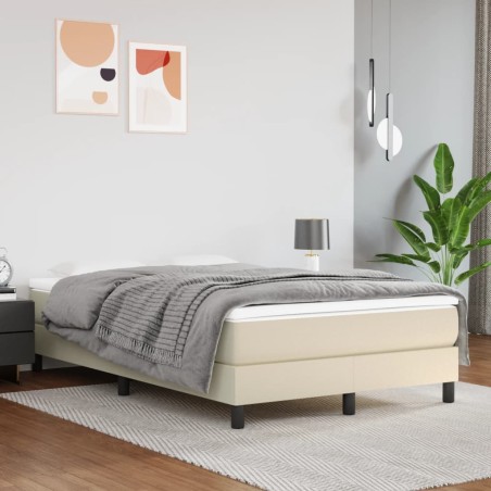 vidaXL Taschenfederkernmatratze Creme 120x200x20 cm Kunstleder