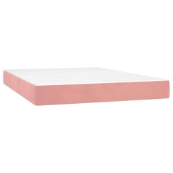 vidaXL Taschenfederkernmatratze Rosa 140x200x20 cm Samt