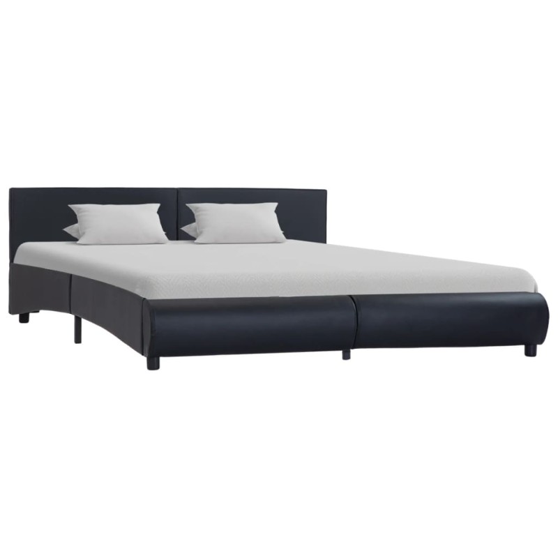 Bettgestell Schwarz Kunstleder 160 x 200 cm Bettgestell Schwarz Kunstleder 160 x 200 cm