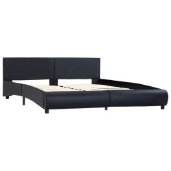 Bettgestell Schwarz Kunstleder 160 x 200 cm
