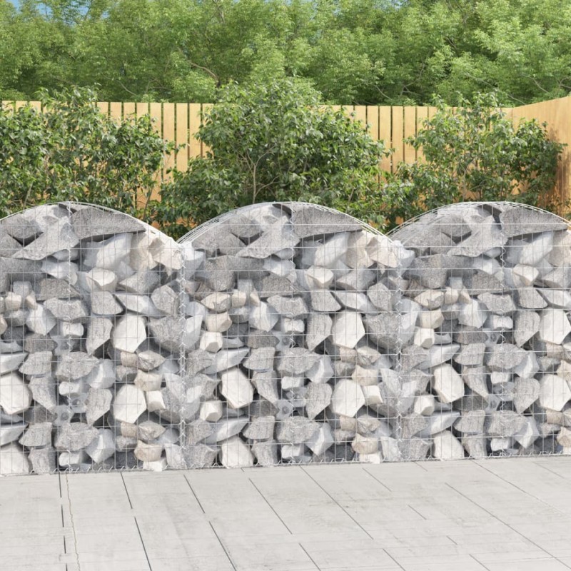 vidaXL Gabione mit Hochbogen 100x50x100/120 cm Verzinktes Eisen vidaXL Gabione mit Hochbogen 100x50x100/120 cm Verzinktes Eisen